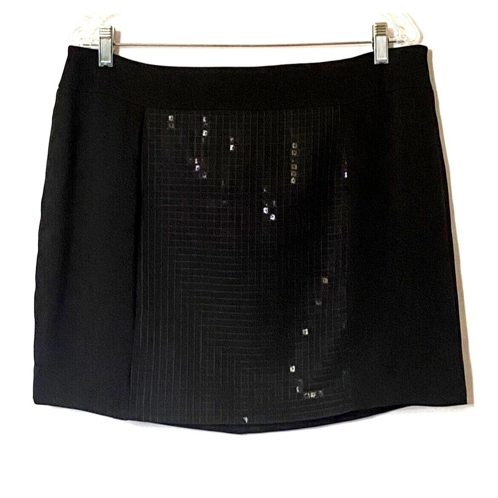 Calvin Klein Mini Skirt Womens Size 14 Black Reflective Sequin Front Panel NWT